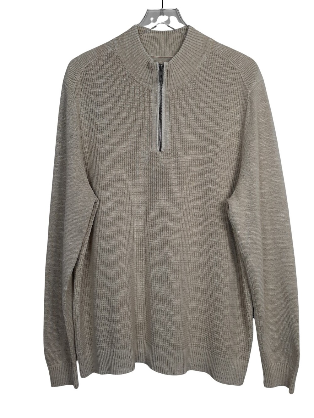 Tommy Bahama Quarter Zip Waffle And Ribbed Tan Sweater XL